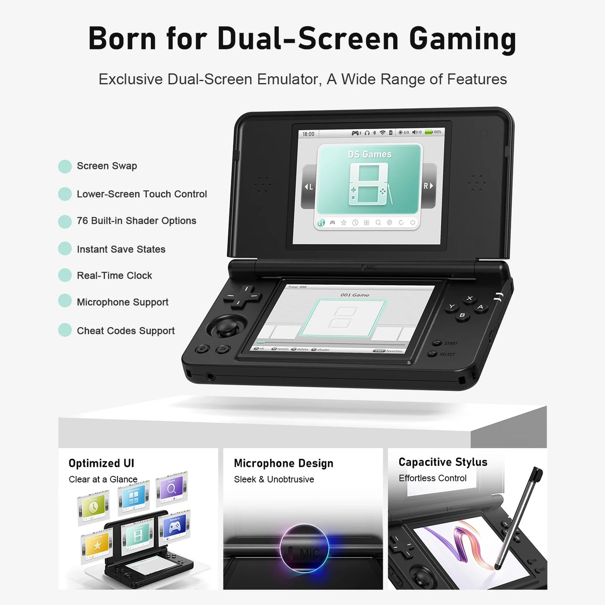 Retro Dual-Screen Handheld Game Console